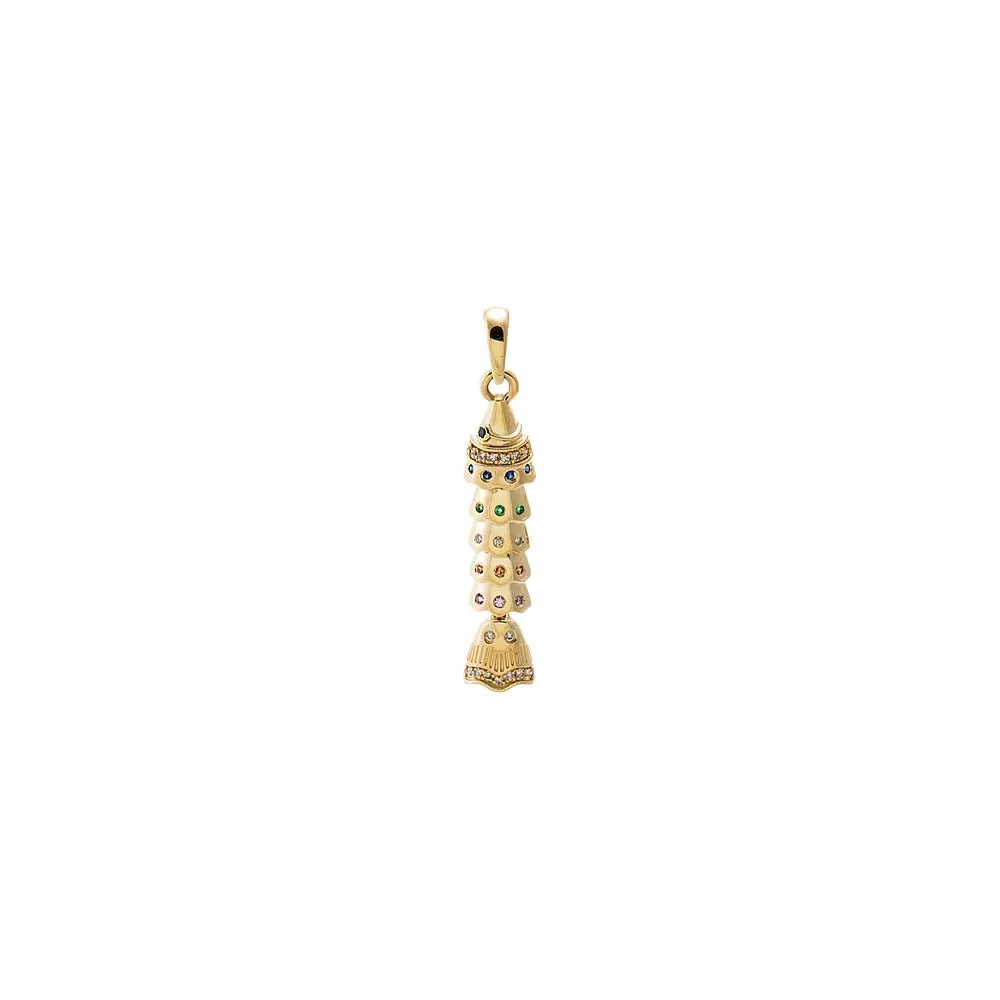 Diamond & Colored Fish Bone Drop Charm 14K sold by Adina Eden's