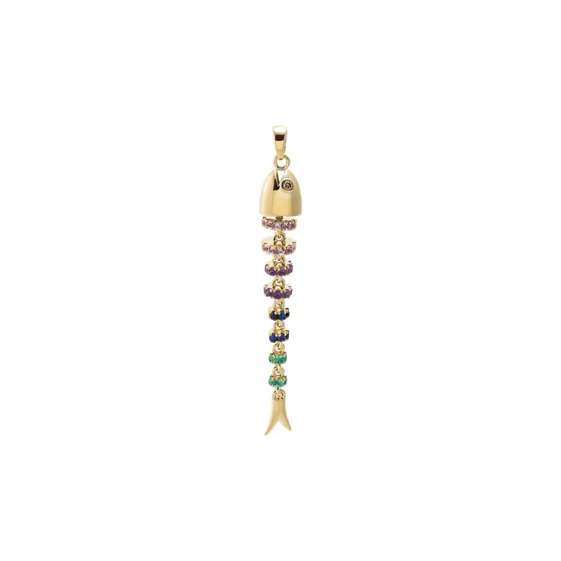 Colored Fish Bone Drop Charm 14K made by Adina Eden's