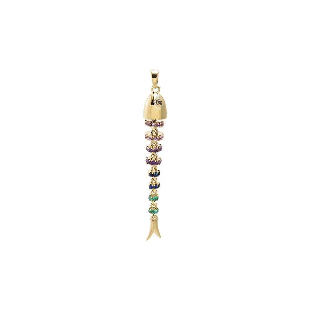 Colored Fish Bone Drop Charm 14K sold by Adina Eden's
