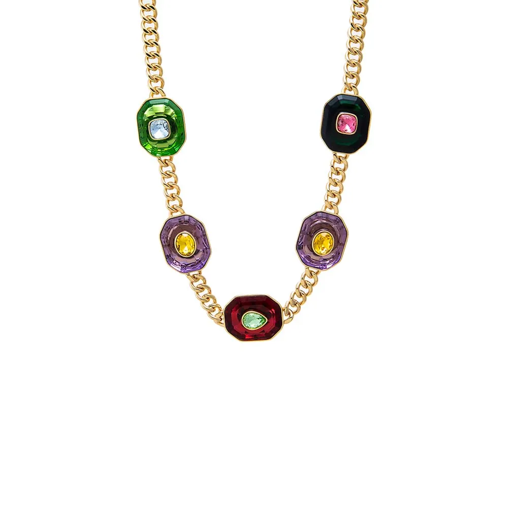 Fancy Colored Octagon Cuban Link Necklace sold by Adina Eden's