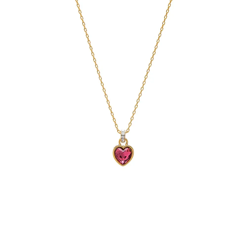 Pink Heart Bezel Pendant Necklace sold by Adina Eden's