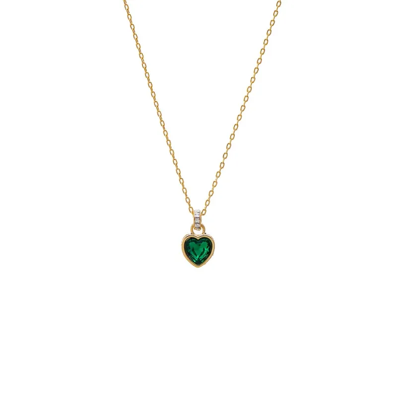 Emerald Green Heart Bezel Pendant Necklace made by Adina Eden's