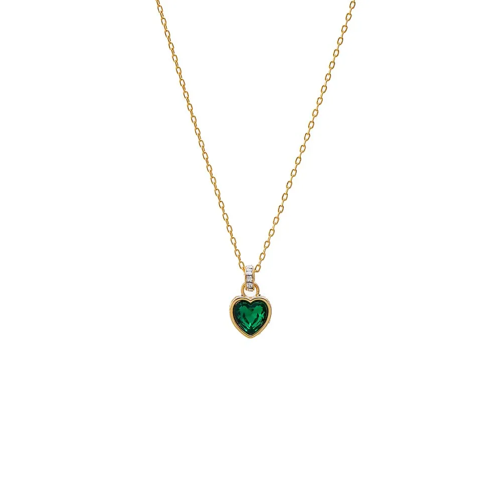 Emerald Green Heart Bezel Pendant Necklace sold by Adina Eden's