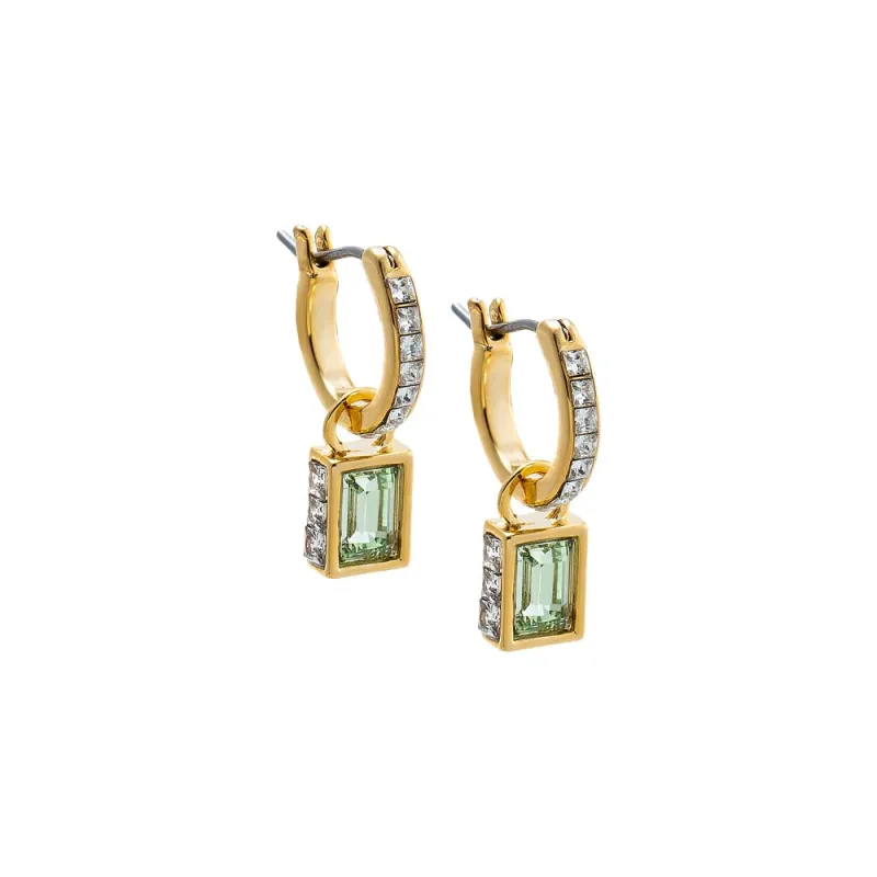 Colored Baguette Pave Rimmed Drop Huggie Earring made by Adina Eden's