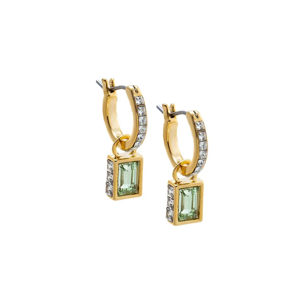 Colored Baguette Pave Rimmed Drop Huggie Earring sold by Adina Eden's