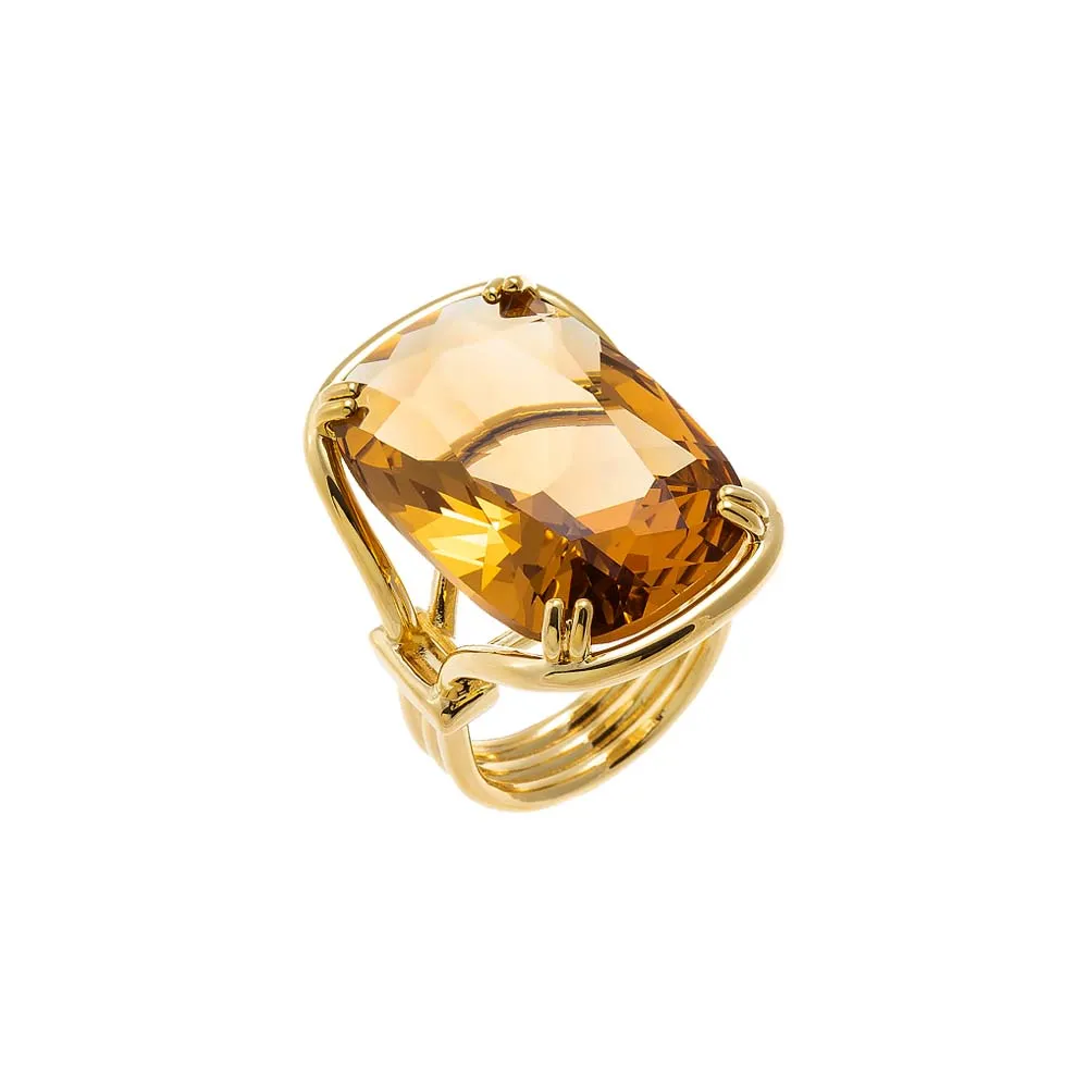 Yellow Toopaz Large Eemerald Statement Ring sold by Adina Eden's