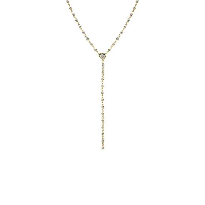 CZ Bezeled All Around Lariat Necklace made by Adina Eden's