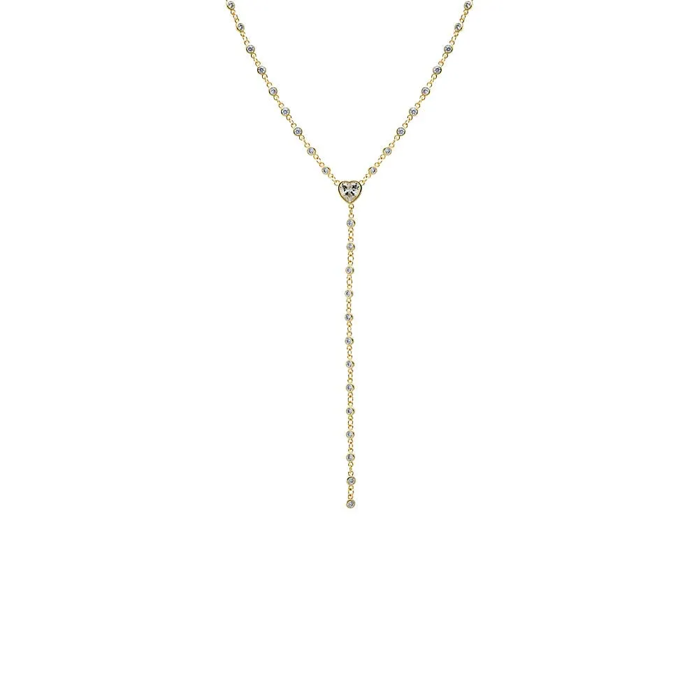 CZ Bezeled All Around Lariat Necklace sold by Adina Eden's