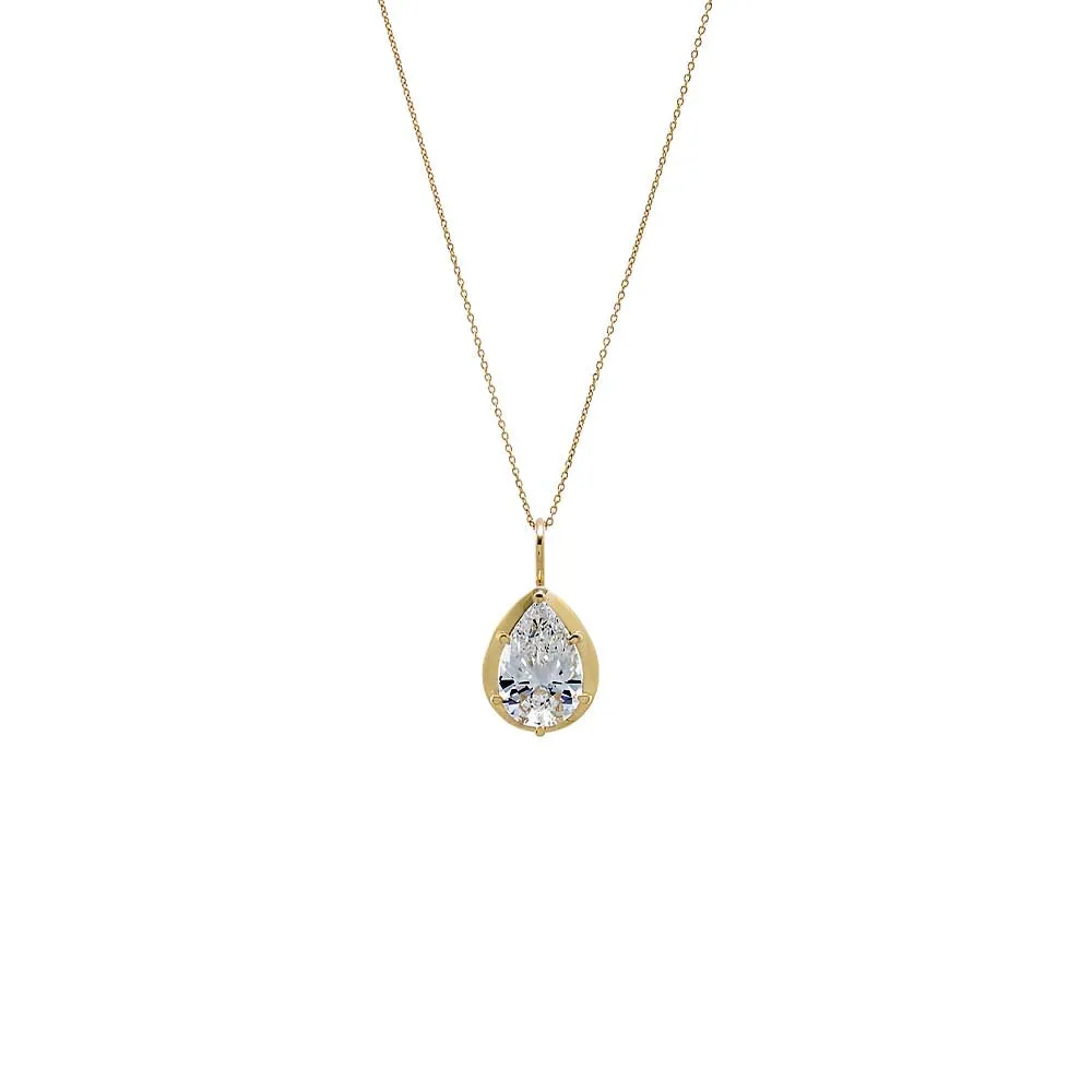 Lab Grown Diamond Pear Charm Necklace 14K sold by Adina Eden's