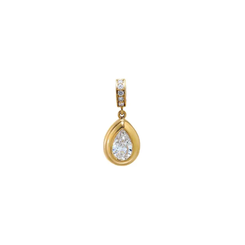 Lab Grown Diamond Pear Elevated Bezel Charm 14K made by Adina Eden's