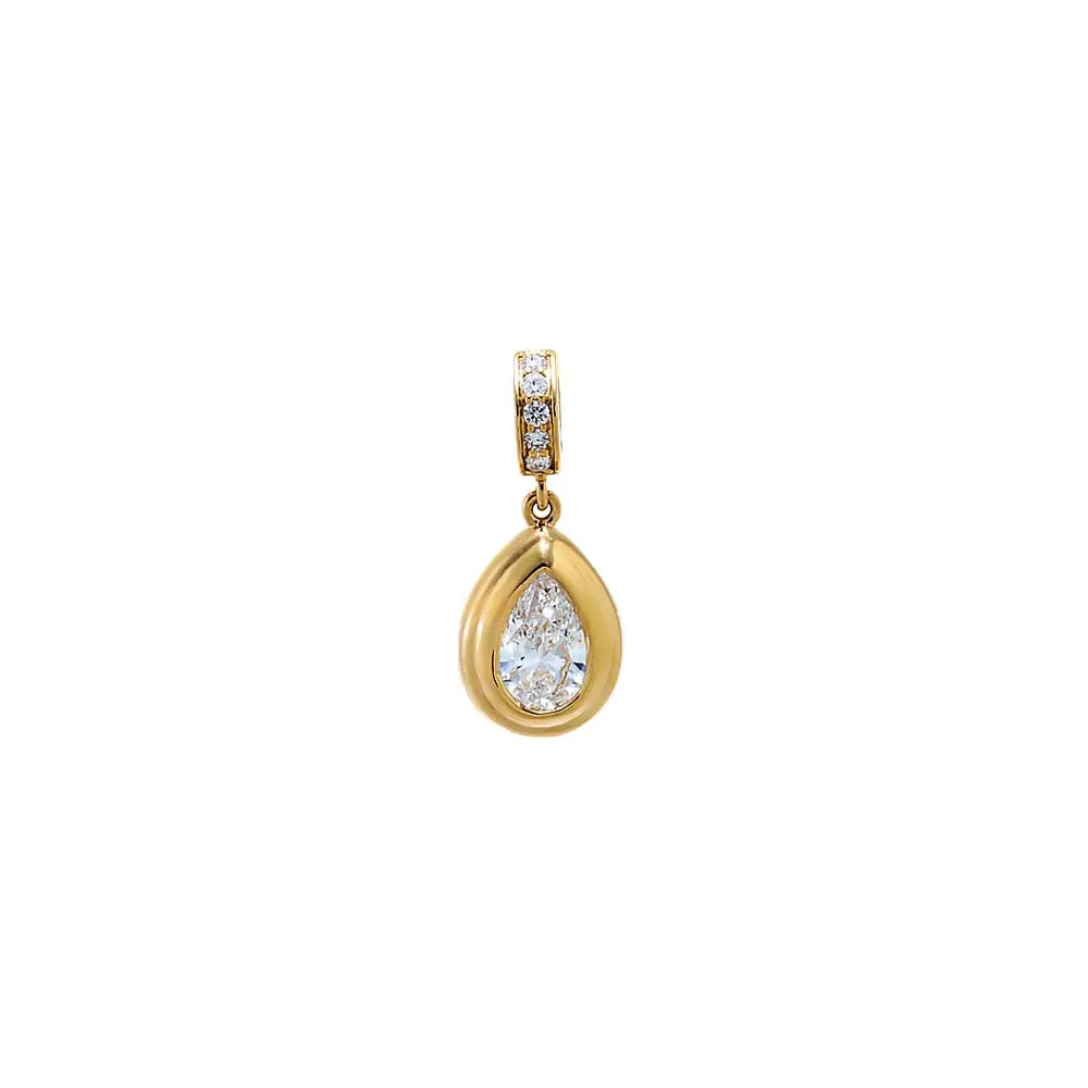 Lab Grown Diamond Pear Elevated Bezel Charm 14K sold by Adina Eden's
