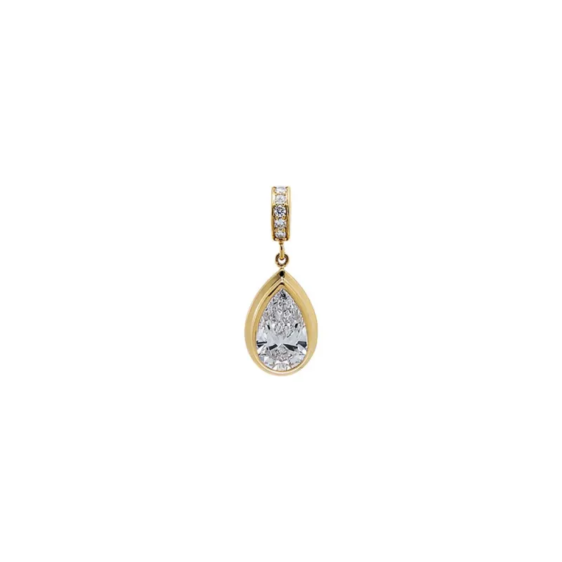 Lab Grown Diamond Pear Double Bezel Charm 14K made by Adina Eden's