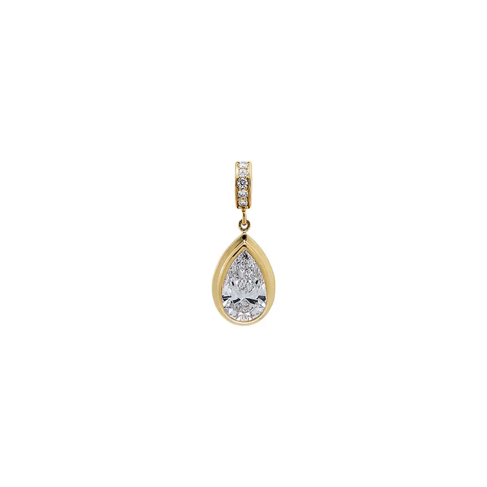 Lab Grown Diamond Pear Double Bezel Charm 14K sold by Adina Eden's