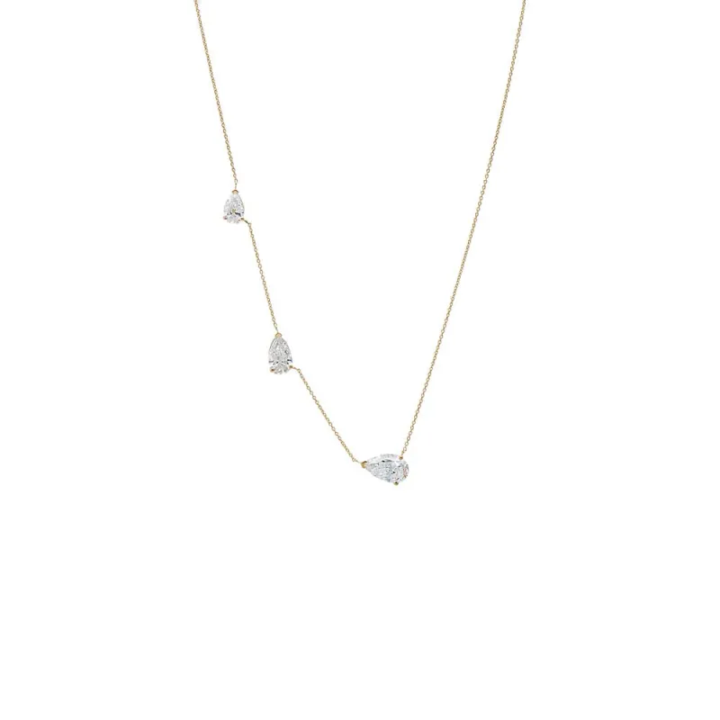 Lab Grown Diamond Multi Pear Necklace 14K made by Adina Eden's