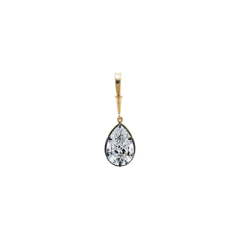 Lab Grown Diamond Pear Encased Statement Charm 14K made by Adina Eden's