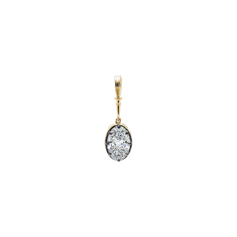 Lab Grown Diamond Oval Encased Statement Charm 14K made by Adina Eden's