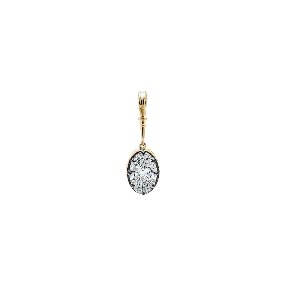Lab Grown Diamond Oval Encased Statement Charm 14K sold by Adina Eden's