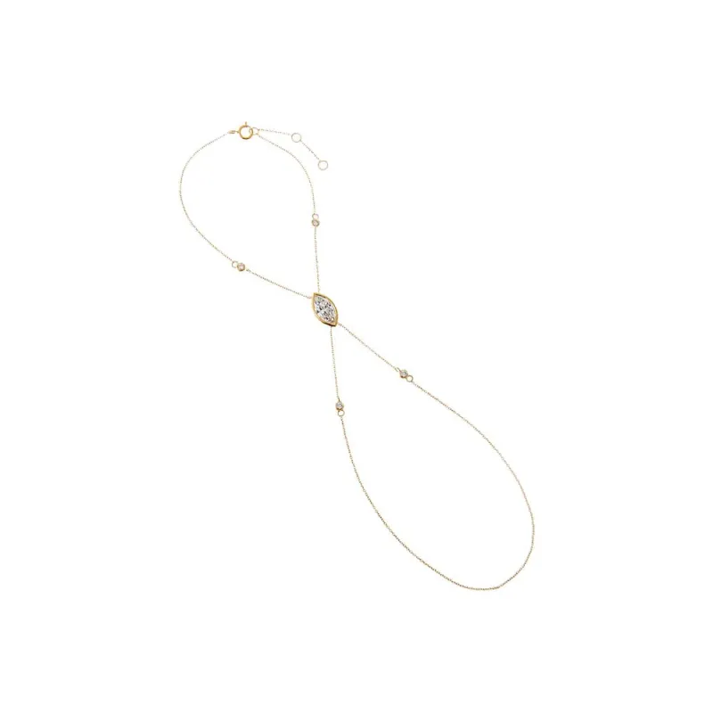 Lab Grown Diamond Marquise Bezel Hand Chain 14K made by Adina Eden's