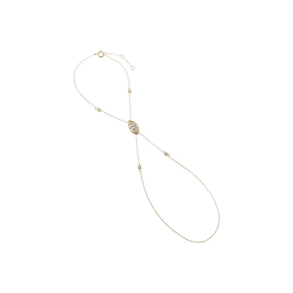 Lab Grown Diamond Marquise Bezel Hand Chain 14K sold by Adina Eden's