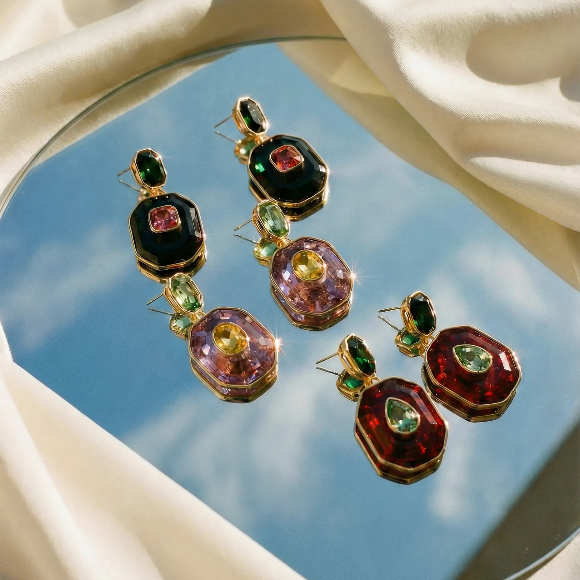 Fancy Oval Octagon Drop Stud Earring sold by Adina Eden's product image thumbnail 2