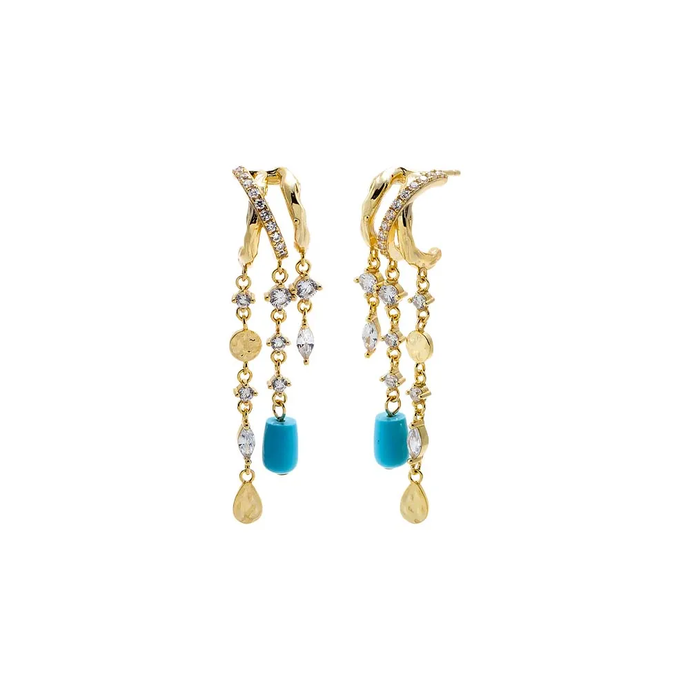 Turquoise & Mixed Charm Chain Drop Earring sold by Adina Eden's