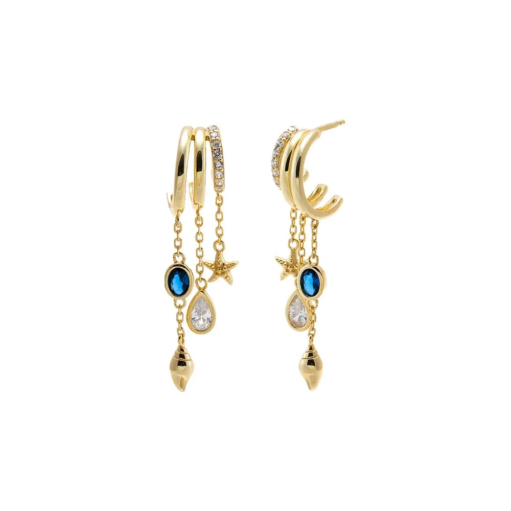 Star Charm Blue Stone Drop Earring sold by Adina Eden's
