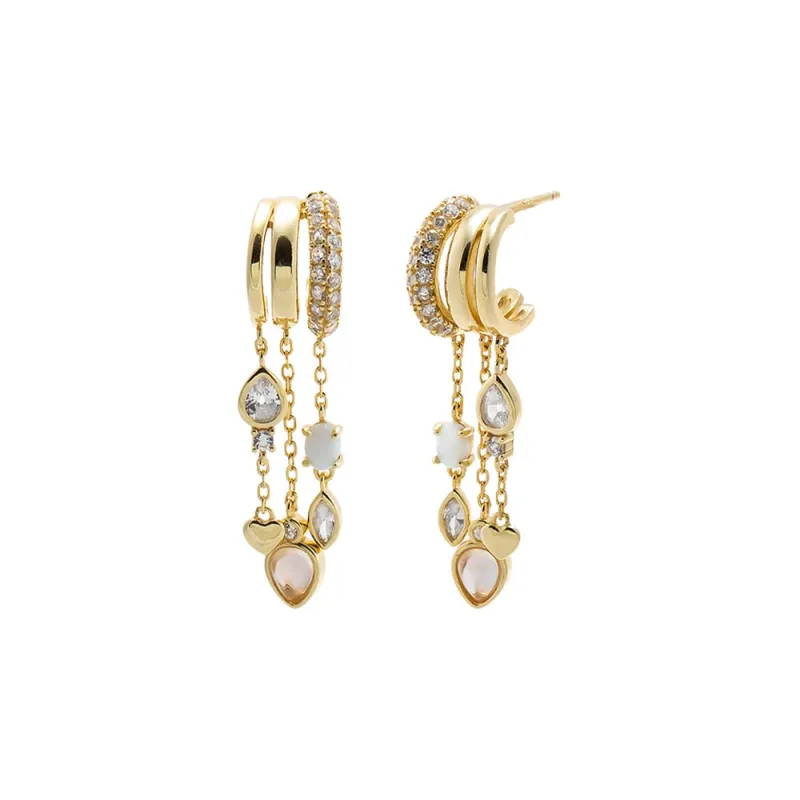 Pavé Chain Charm Drop Earring made by Adina Eden's