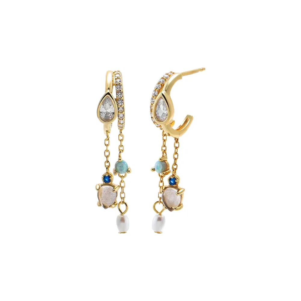 Mixed Stone Turquoise Charm Drop Earring sold by Adina Eden's