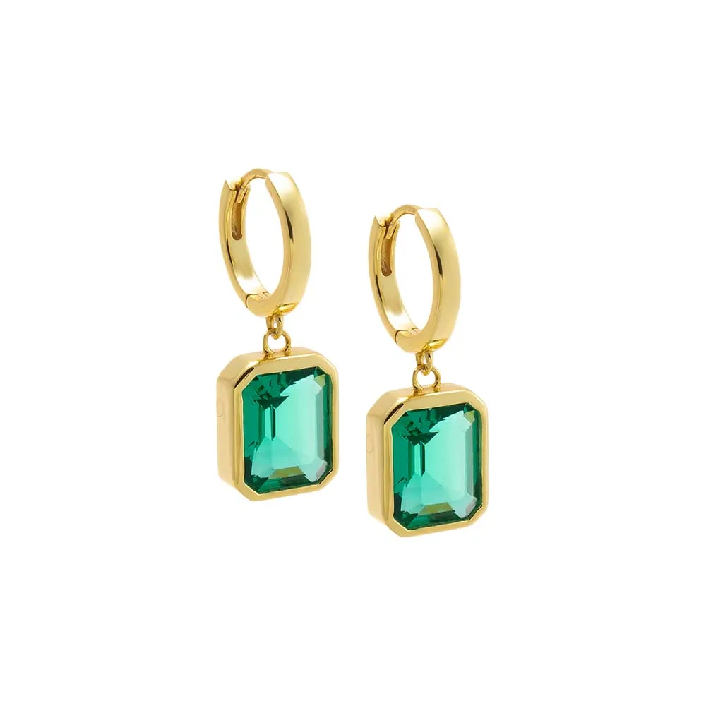 Emerald Cut Colored Drop Huggie Earring sold by Adina Eden's product image thumbnail 3