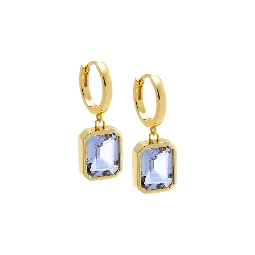 Emerald Cut Colored Drop Huggie Earring sold by Adina Eden's product image thumbnail 2