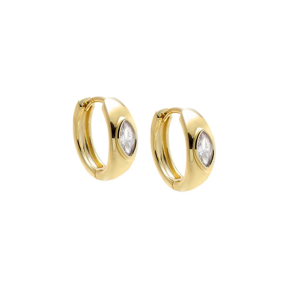 Elongated Marquise Stone Huggie Earring sold by Adina Eden's