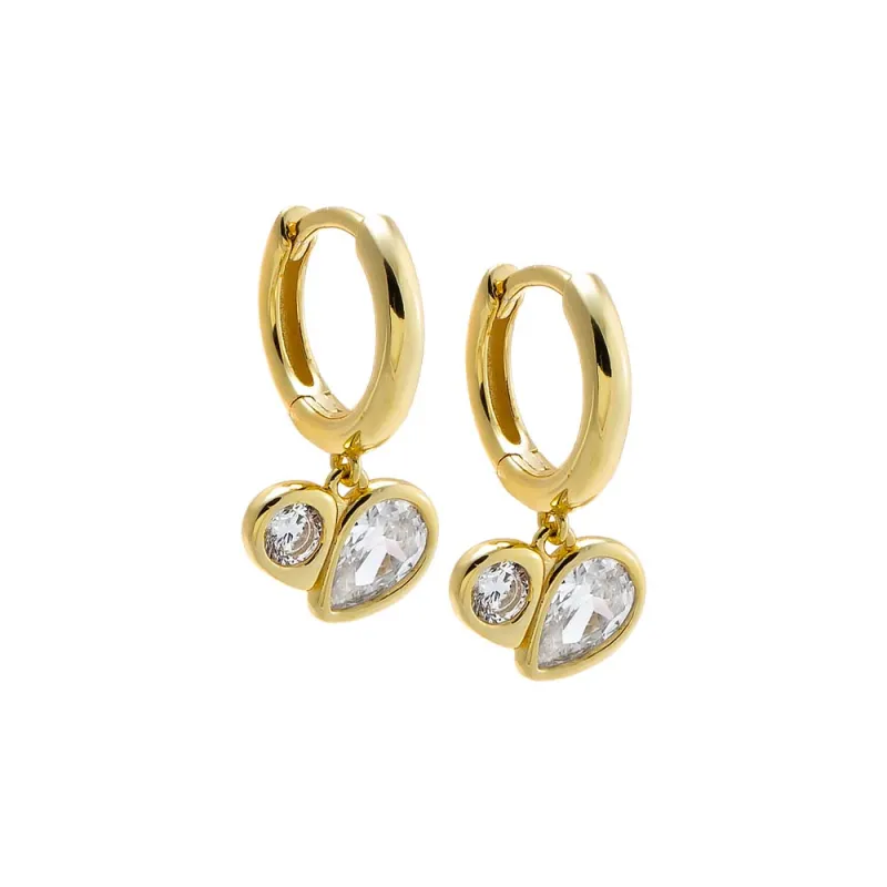 Double Pear CZ Drop Huggie Earring made by Adina Eden's