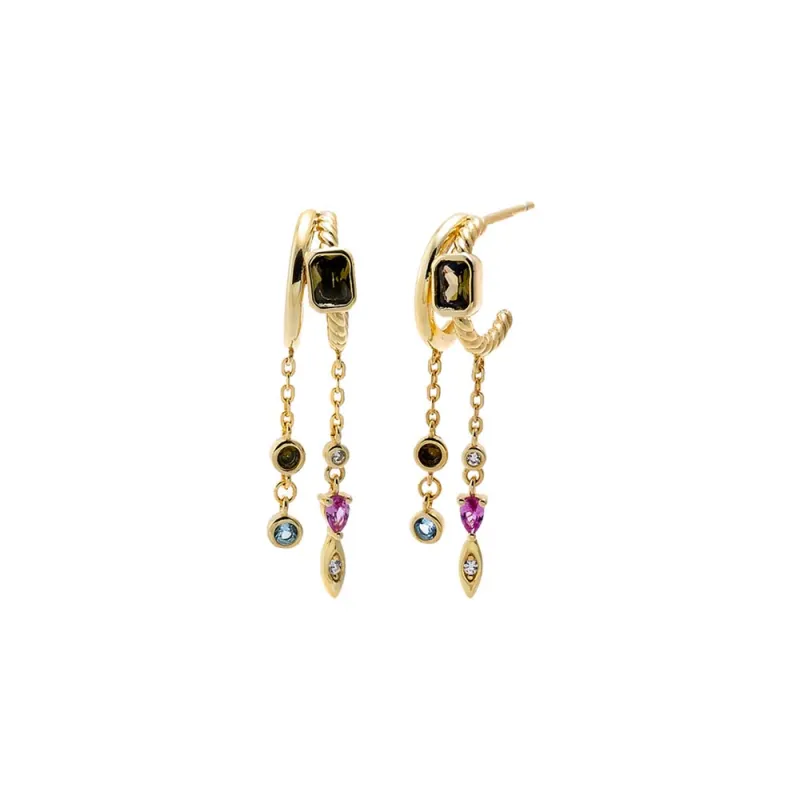Black CZ Multi Charm Drop Earring made by Adina Eden's