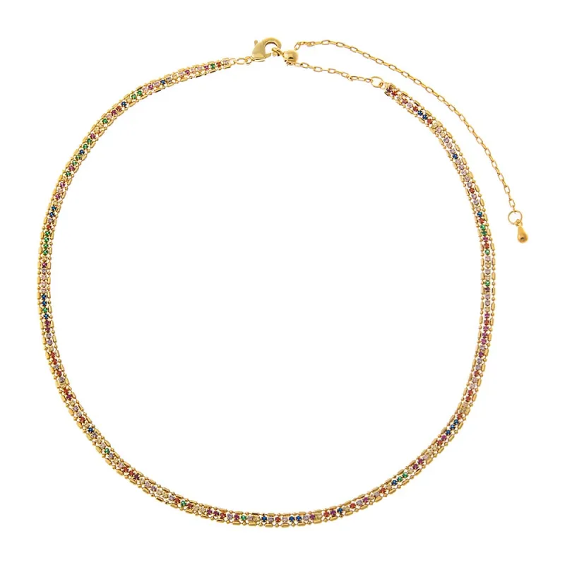 Rainbow Prism CZ Tennis Choker made by Adina Eden's
