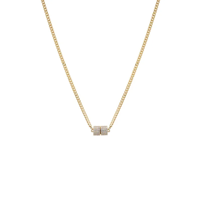 CZ Pave Rondelle Cuban Chain Necklace made by Adina Eden's