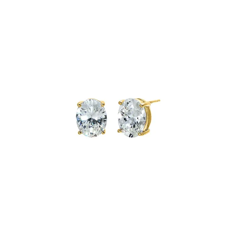 Oval Solitaire CZ Stud Earring made by Adina Eden's
