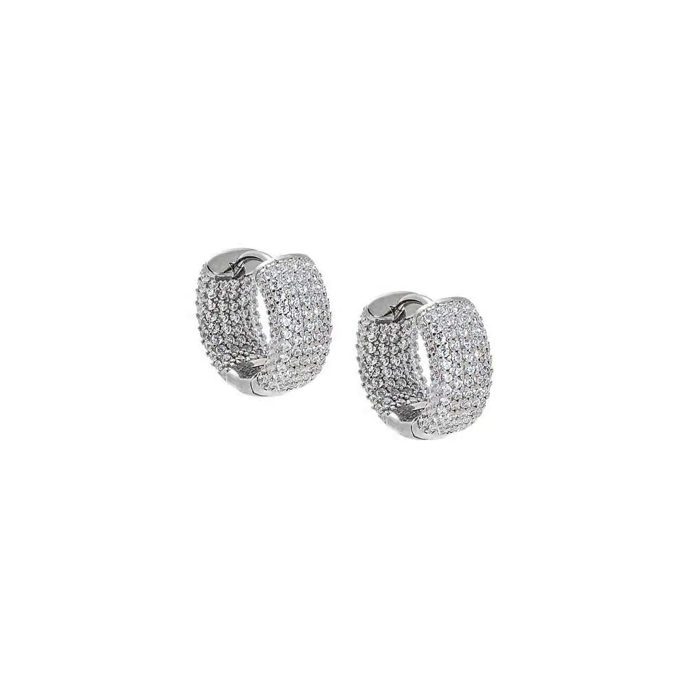 Mini Pave Wide Rounded Huggie Earring sold by Adina Eden's product image thumbnail 2