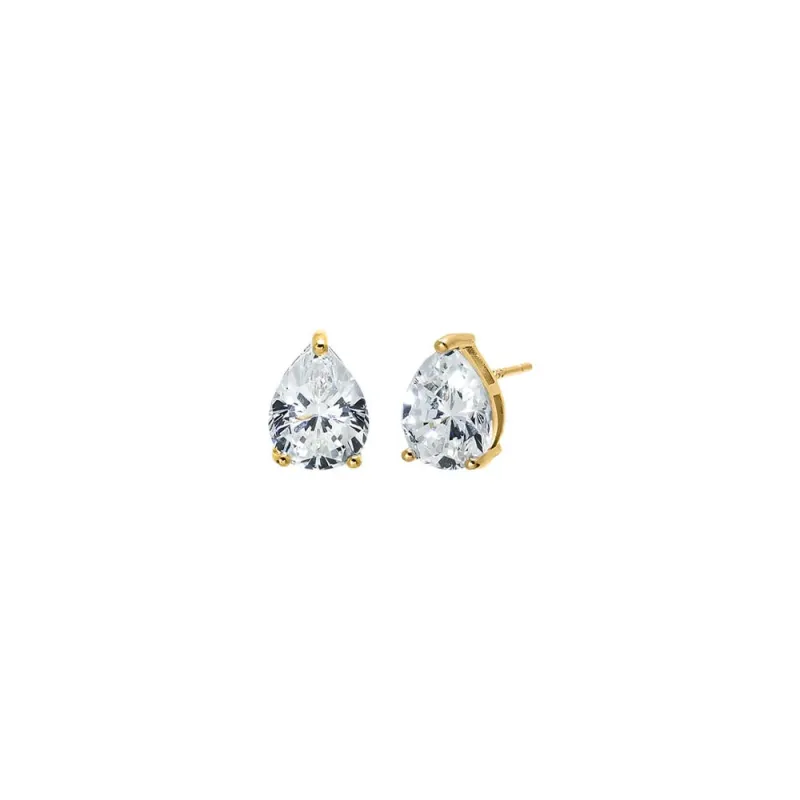 CZ Pear Three Prong Stud Earring made by Adina Eden's