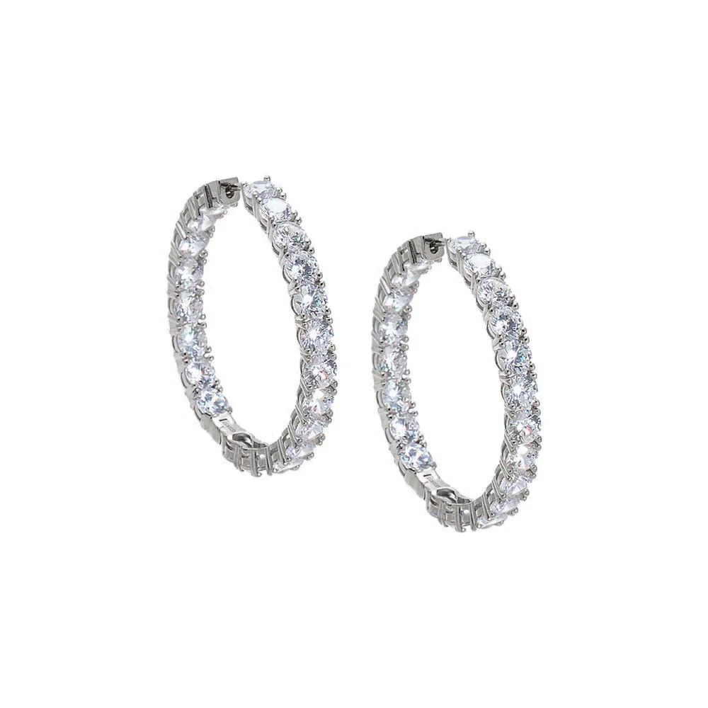 CZ Fancy In & Out Hoop Earring sold by Adina Eden's product image thumbnail 2