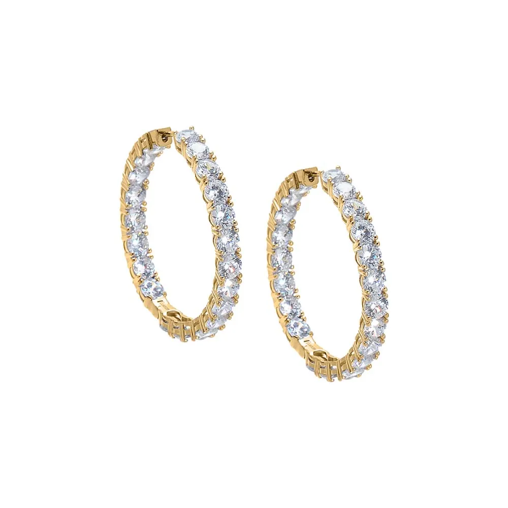 CZ Fancy In & Out Hoop Earring sold by Adina Eden's