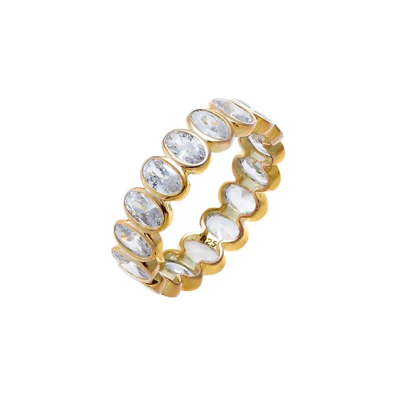 Bezel Set Oval CZ Eternity Ring made by Adina Eden's