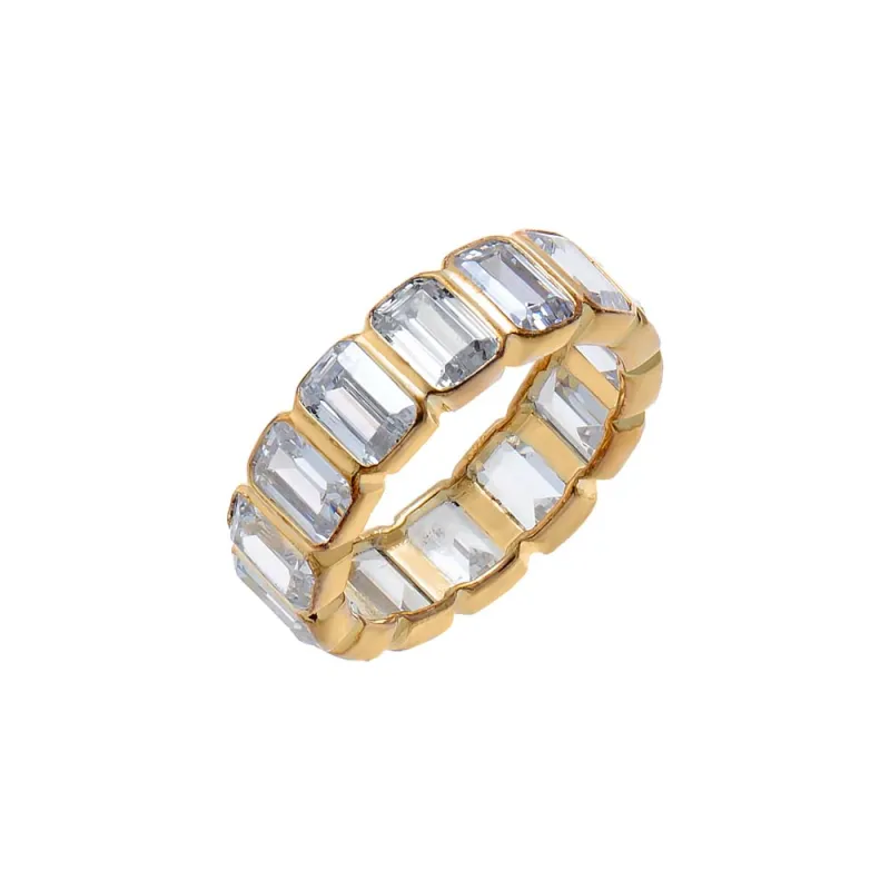 Bezel Set Emerald CZ Eternity Ring made by Adina Eden's