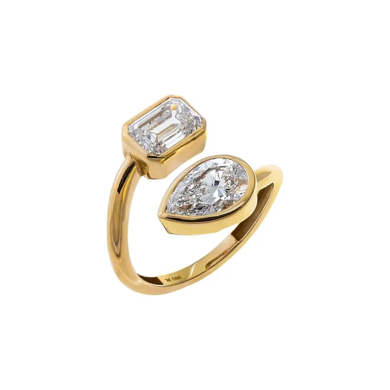 Lab Grown Diamond Double Stone Ring 14K made by Adina Eden's