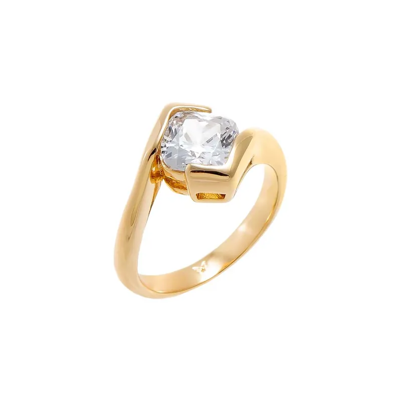 CZ Solitaire Square Bezeled Pinky Ring made by Adina Eden's