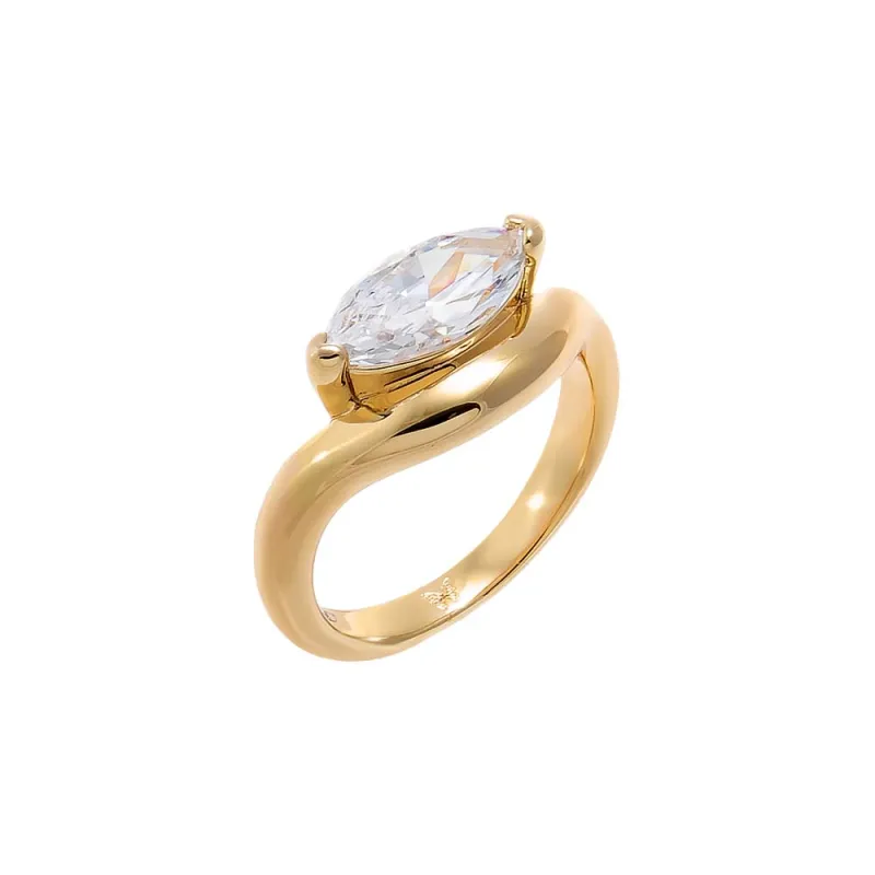 CZ Marquise Bezeled Pinky Ring made by Adina Eden's