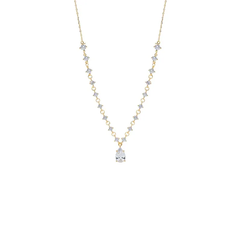 CZ Fancy Tennis W/ Pear Drop Necklace made by Adina Eden's