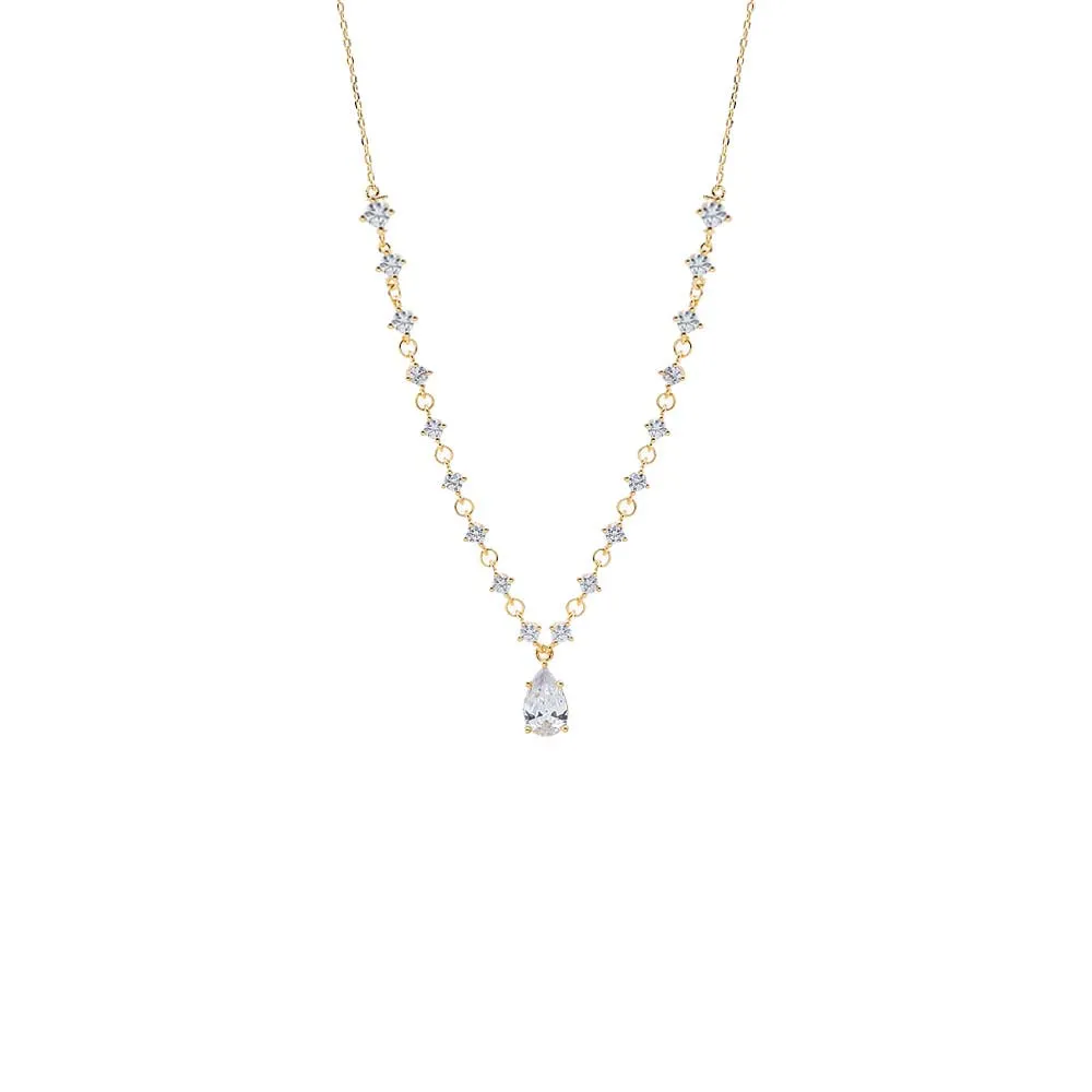 CZ Fancy Tennis W/ Pear Drop Necklace sold by Adina Eden's