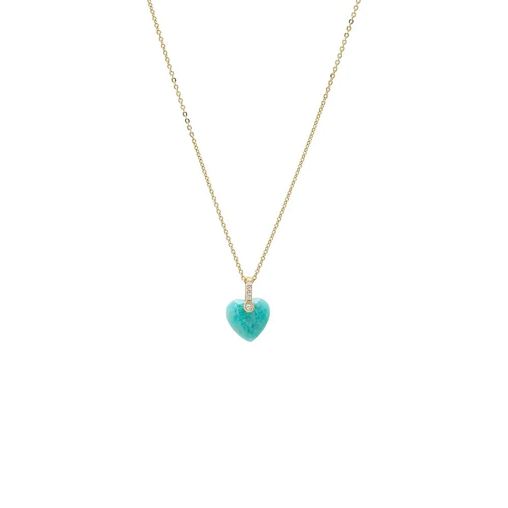 Pave Natural Stone Heart Pendant Necklace sold by Adina Eden's product image thumbnail 4