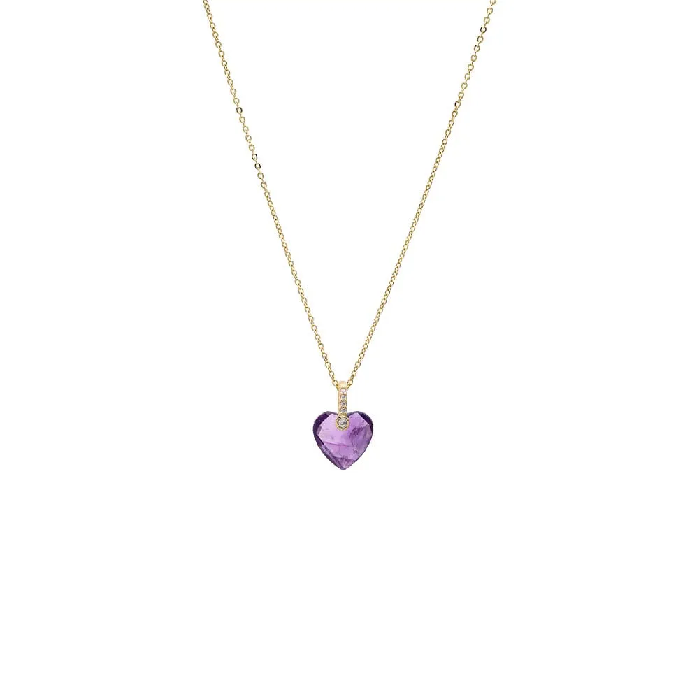 Pave Natural Stone Heart Pendant Necklace sold by Adina Eden's