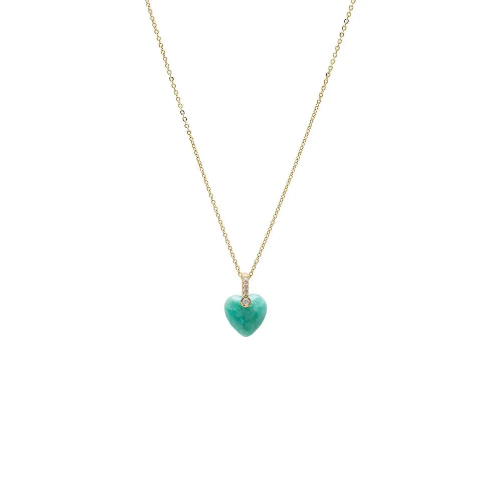Pave Natural Stone Heart Pendant Necklace sold by Adina Eden's product image thumbnail 3